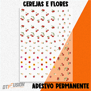Cartela DTF UV - Cerejas e Flores (A3 - 30x42 cm) Cod. 02