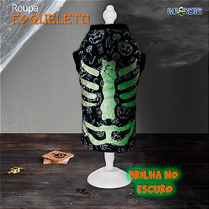 Ref 894 - Roupa Esqueleto Preta - Brilha no escuro!