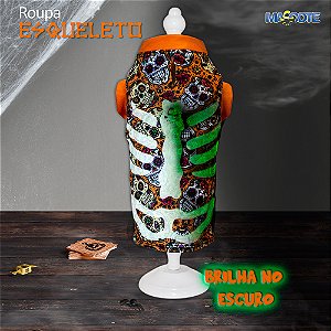 Ref 900 - Roupa Esqueleto Laranja - Brilha no escuro!