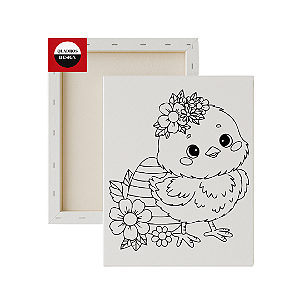 Tela para Pintura Infantil - Pintinho da Páscoa com Flores