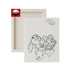 Tela para Pintura Infantil - Coelhinho da Páscoa com Cesta de Ovos