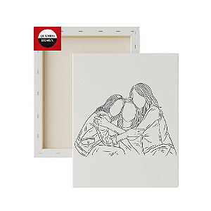 Tela para Pintura Infantil - Mãe e filhas abraçadas