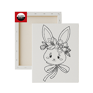 Tela para Pintura Infantil - Coelhinha Floral Encantada