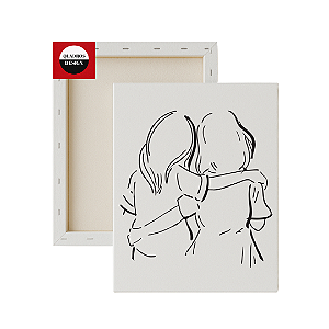 Tela para Pintura Infantil - Abraço de Mãe e Filha de Costas