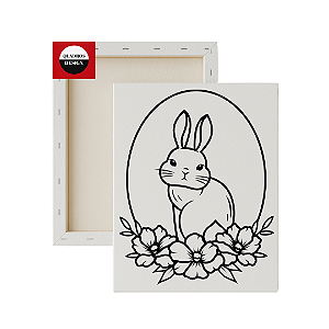 Tela para Pintura Infantil - Coelhinho da Primavera Floral