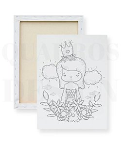 Tela Desenho Pintar com Tintas e Decorar com Stickers - Princesa Sereia -  Artizi - Pintar por numeros