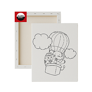 Tela para Pintura Infantil - Elefantinho no Balão de Páscoa