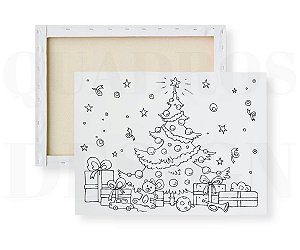 Tela para pintura infantil - Árvore de Natal e Presentes