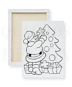 Tela para pintura infantil - Árvore de Natal e Papai Noel