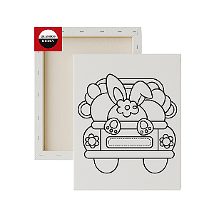 Tela para pintura infantil - Coelhinho da Páscoa no Carrinho