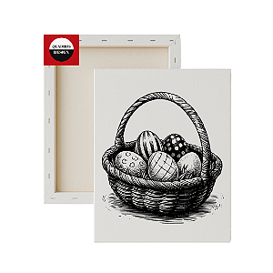 Tela para Pintura Infantil - Cestinha com Ovos de Páscoa