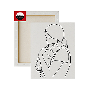 Tela para pintura infantil - Mãe com bebê no colo