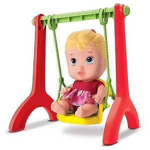 Boneca Bebe Little DOLLS Playground Menina com Balancinho Divertoys 8099