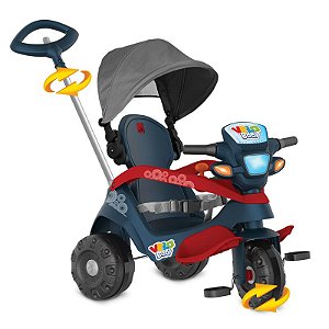 Triciclo Velobaby Bandeirante Reclinável C/Capota Passeio & Pedal Azul 337