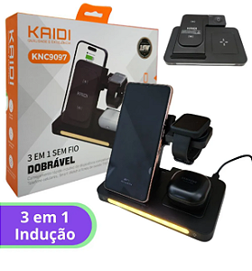 Carregador Sem Fio 3IN1 Indução Wireless Kaidi