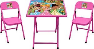 Mesa Açomix com 02 cadeiras infantil Rosa