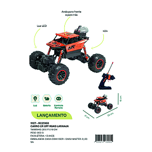 Carrinho de Controle Remoto Zippy Toys Off Road 4x4 RC Laranja - RC25160