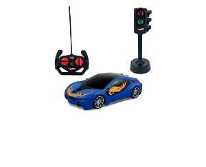 Carrinho de Controle Remoto Multikids Hot Wheels RC Luzes de Corrida Azul - BR2447