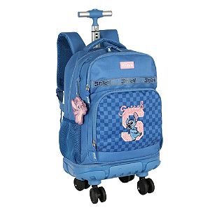 Mochila com Rodas Infantil Luxcel Stitch Azul - MC50052