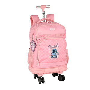 Mochila com Rodas Infantil Luxcel Stitch Rosa - MC50052