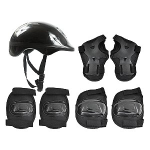 Kit Radical Capacete e Joelheira DM Toys Plus Infantil Preto - DMT5486