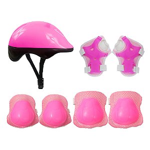 Kit Radical Capacete e Joelheira DM Toys Plus Infantil Rosa - DMT5487