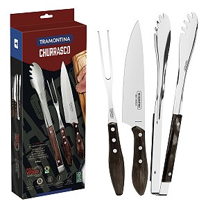 Kit Churrasco Tramontina Polywood Castanho 3 Peças - 21198
