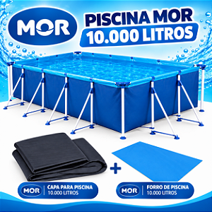 Piscina Mor Com Armação Em Aço Preium Reforçada 10000L + CAPA + FORRO