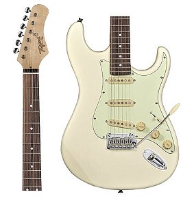 Guitarra Tagima T-635 OWH DF/MG Branca Escala Escura Escudo Claro