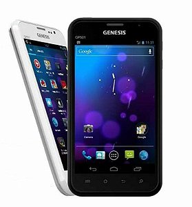 Smartphone Genesis GP501S Dual Chip -  3G, Android 4.0, 5.0 Megapixels, Tela Touch de 5", MP3 Player, Rádio FM, Bluetooth, Wi-Fi, Cartão 2GB, Cor Branco e Desbloqueado