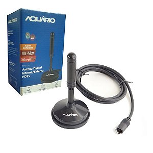 Antenas Digital Aquário Cabo com 2,5m Interna/Externa DTV-150 Base com Imã