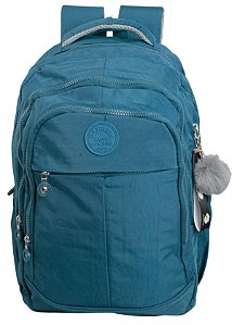 Mochila Feminina Casual Sacray Com Chaveiro Pompom Azul