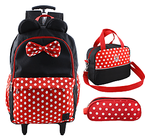 Mochila Escolar Infantil Meninas + Lancheira e Estojo Duplo