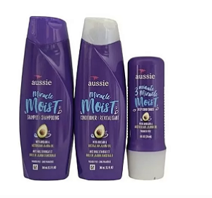 Kit Aussie Miracle Moist Shampoo 360ml + Condicionador 360ml + Máscara 236ml