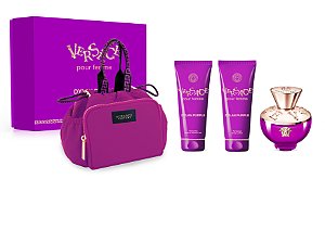 Kit Dylan Purple 100ml Versace + hidratante + gel de banho + bolsa
