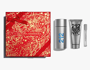 KIT CAROLINA HERRERA 212 MEN MASCULINO EAU DE TOILETTE (3 PRODUTOS)