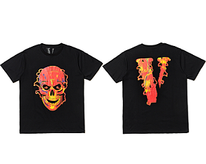 Camiseta VLONE Skull Fire preto - Encomenda