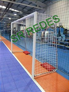 Par Rede de Gol Poliesportiva Futsal Handball Fio 10 Reforçado na Malha 10 Modelo Padrão Oficial Caixote