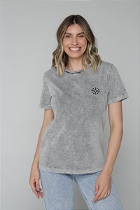 CAMISETA HAPPY SMILE - CINZA ESTONADADO