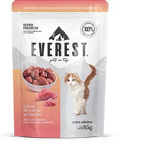 Ração Úmida Everest Cubos de Carne ao Molho para Gatos 85g