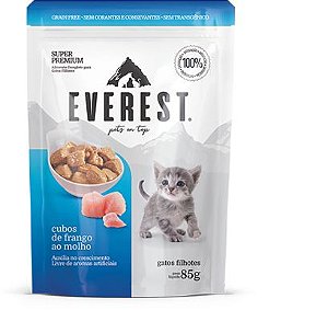 Ração Úmida Everest Cubos de Frango ao Molho para Gatos Filhotes 85g