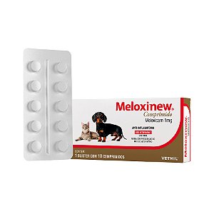 Anti-Inflamatório Meloxinew Vetnil Uso Veterinário 1mg 10 Comprimidos