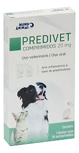 Predivet 20mg Anti-inflamatório Para Cães e Gatos Mundo Animal 10 Comprimidos