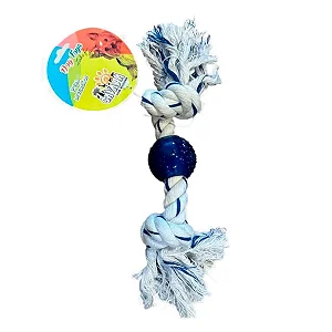 Brinquedo Para Cães Corda Puxador Savana Branco E Azul 28cm