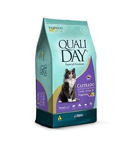 Ração Qualiday Cat Adultos Castrados Carne, Arroz e Vegetais