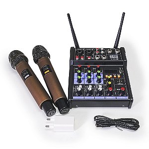 Mixer Analógico 04 Canais com 02 Microfones BT