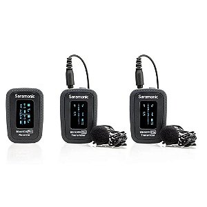 Sistema de Microfone Lapela sem fio duplo Profissional com receptor para celulares & câmeras