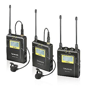 Sistema sem fio de Microfone Lapela  Duplo para câmera com transmissor de cintura UHF