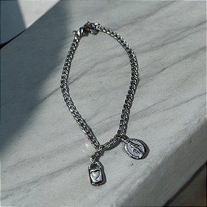 Pulseira - Cadeado - N. Sra. das Graças - INOX