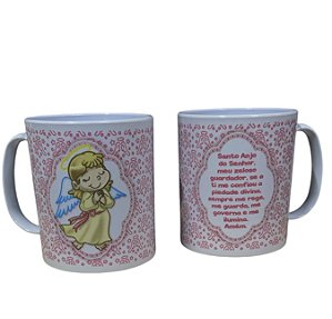 Caneca Acrílica - Anjinho da Guarda - Rosa/Menina